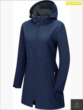 Softshell Jacket Fleece Lined Windbreaker Insulated Long Warm Rain Jacket